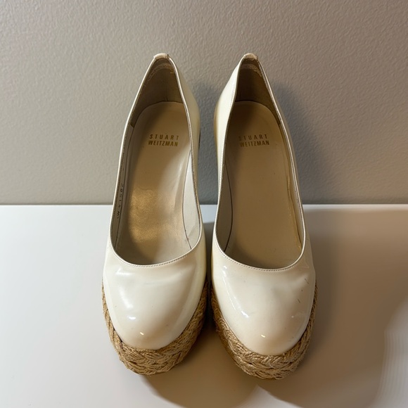 White Patent Leather Stuart Weitzman Platform Espadrilles - 6.5 - Picture 4 of 11